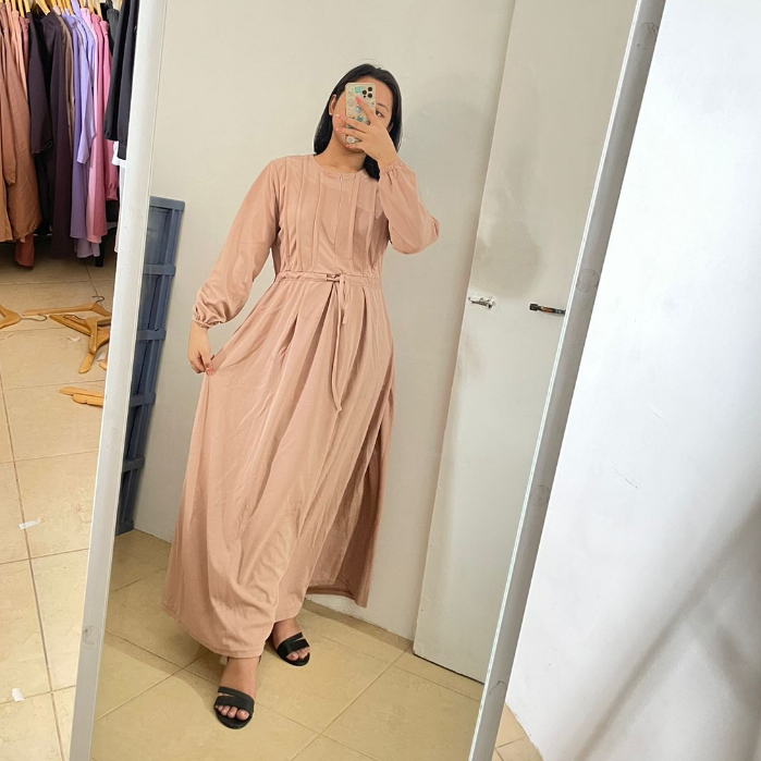 Gamis Anggun Dress Maxi Casual Tali Moscrepe Premium