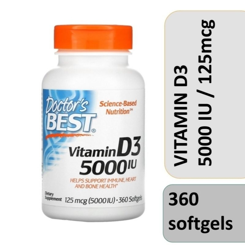 Doctor's best Vitamin D3 Vitamin-D3 D 5000IU 5000 IU 125mcg 125 mcg 360 softgel softgels kapsul luna