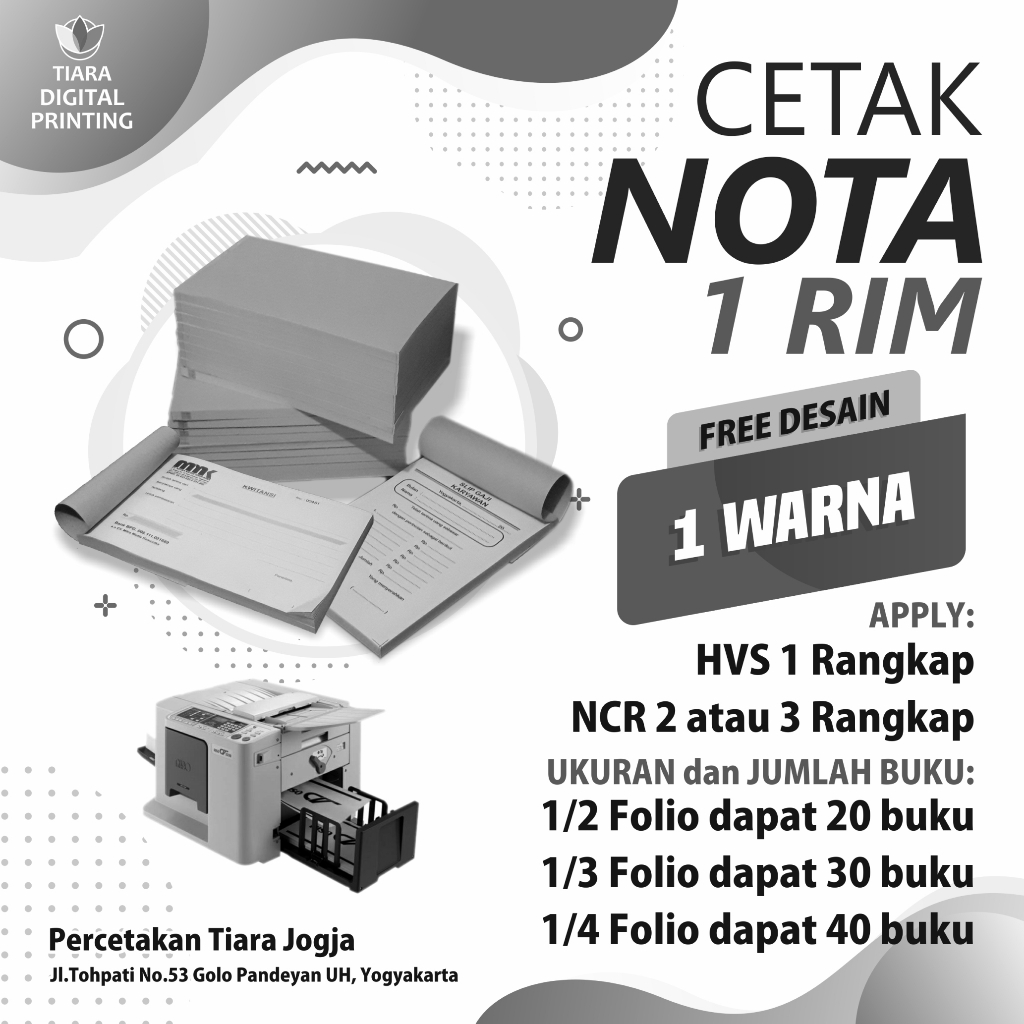 

Cetak NOTA 1 Rim | Free Desain | 1 Warna