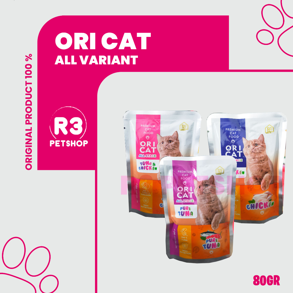 Makanan Kucing basah ORI CAT Pouch All life stage 80gr Murah Wet Food