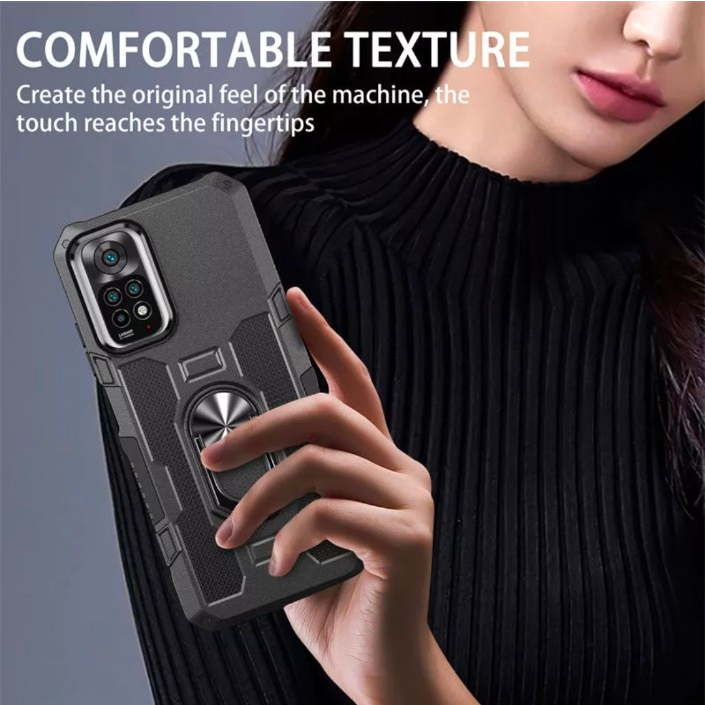 Case Armor OPPO A17 Iring Cincin Magnetic Kesing Hp Protect kamera Premium Hard Case Standing Robot Pelindung Kamera