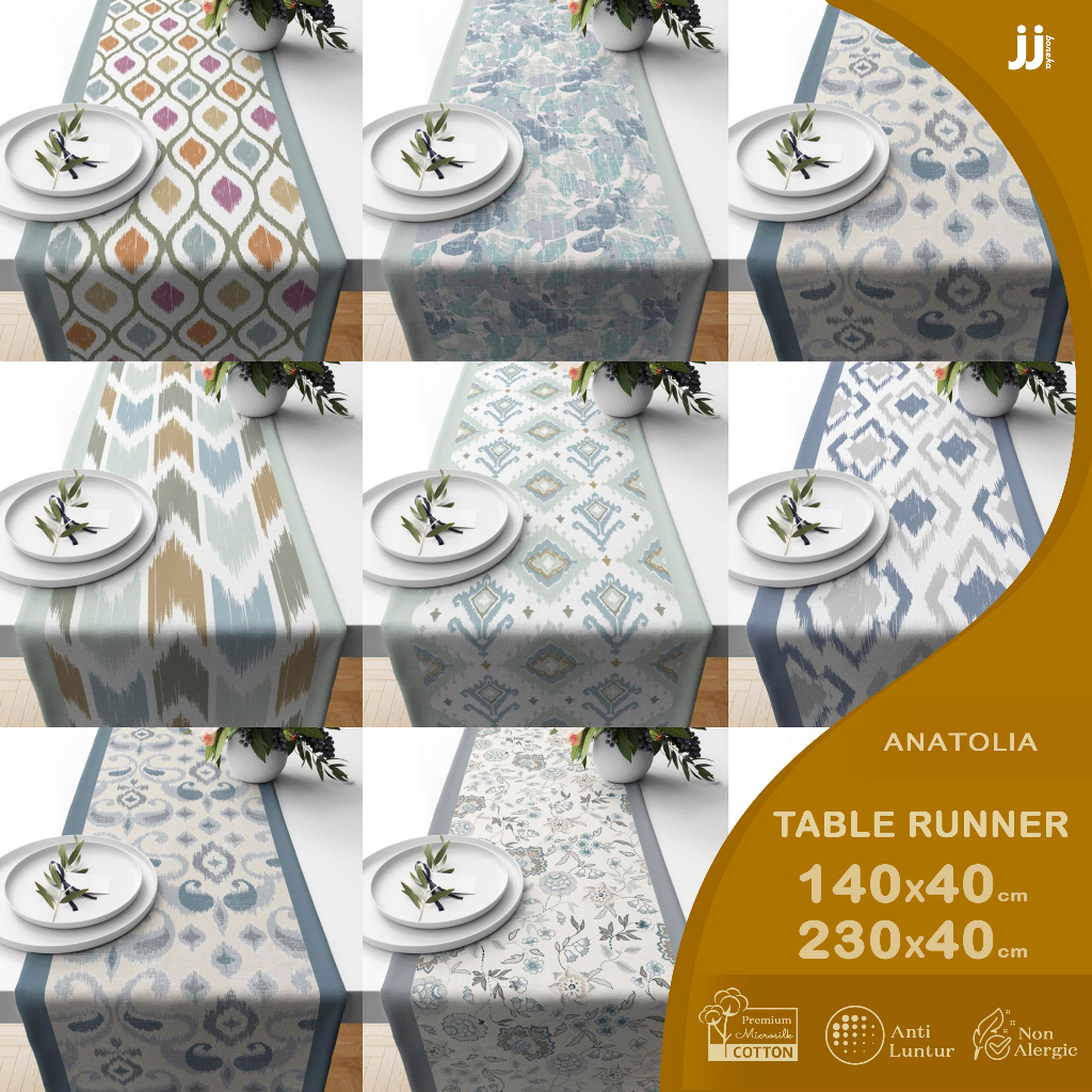 TABLE RUNNER TAPLAK MEJA PRINT MOTIF ANATOLIA SERIES 140X40 DAN 230X40 CM