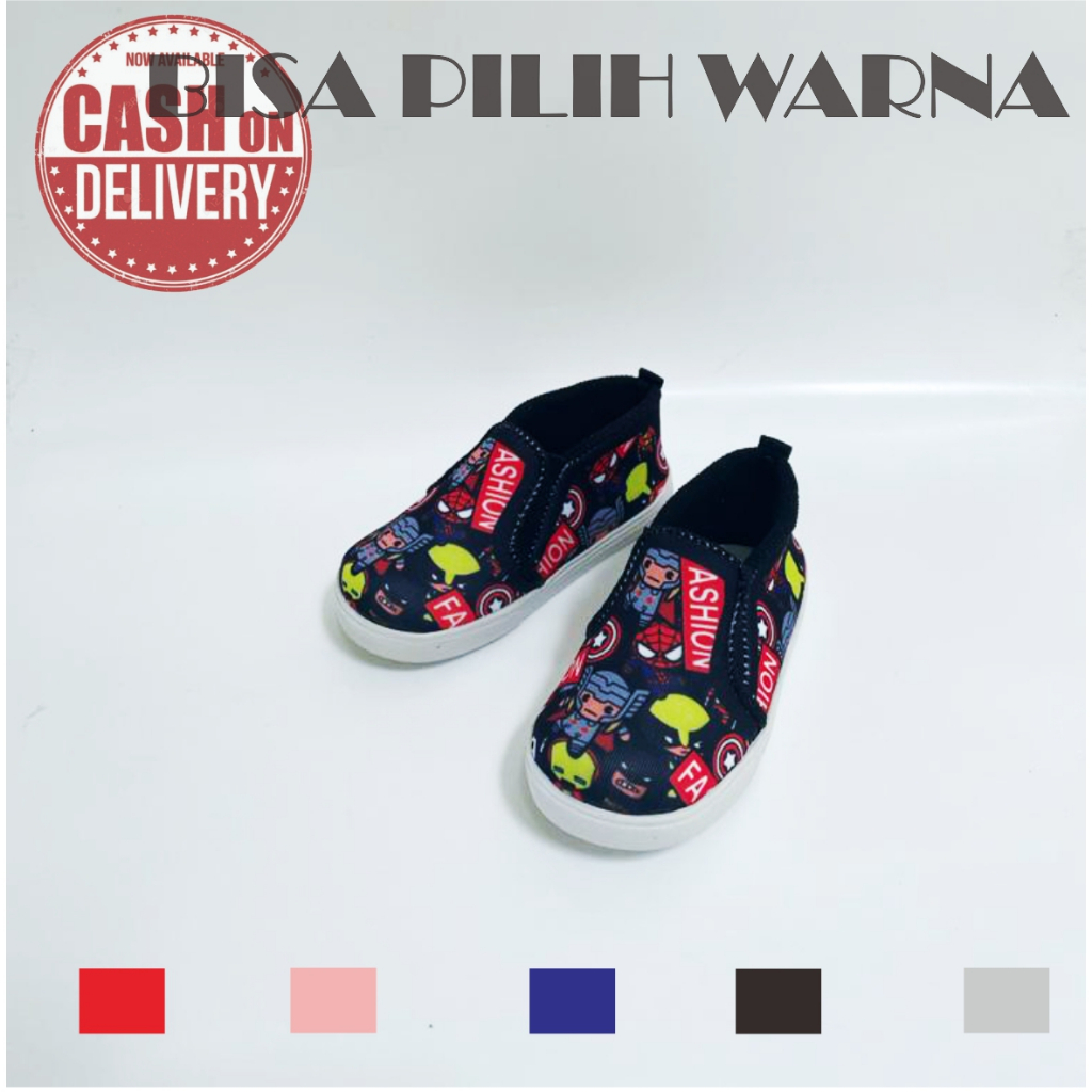 slip on import motif spiderman keren bahan karet lentur