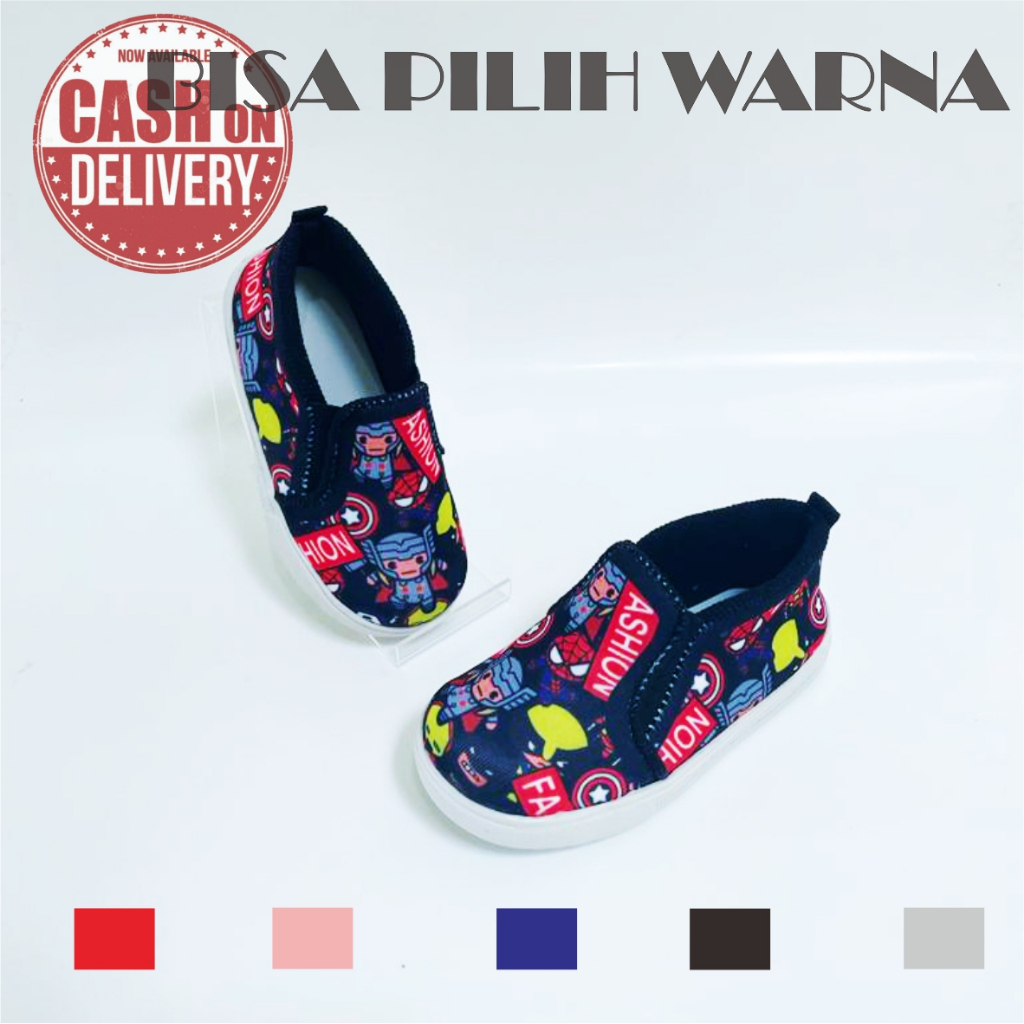 slip on import motif spiderman keren bahan karet lentur