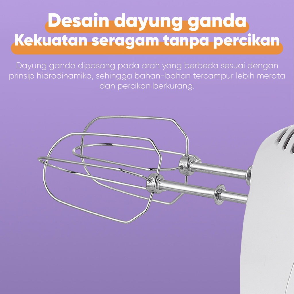 ZOLELE Hand Mixer Pengocok Telur Pengaduk Elektrik Serbaguna Kocokan Adonan Telur Automatic Egg Beater Alat Pengaduk Baking Telur Kue HM01