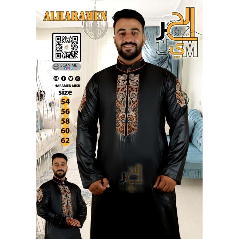 JUBAH AL HARAMAIN GAMIS PRIA HAROMAIN JUBAH KERAH LIPAT JUBAH MOTIF BORDIR JUBAJ RESLETING JUBAH GRO