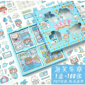 Stiker  MOMO Motif Kartun Korea Lucu Anti Air Dekorasi Handbook Scrapbook