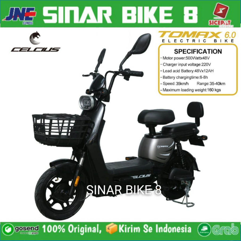 Sepeda Listrik TOMAX 6.0 Electric Bike 48V 12 AH E-Bike 500 Watt