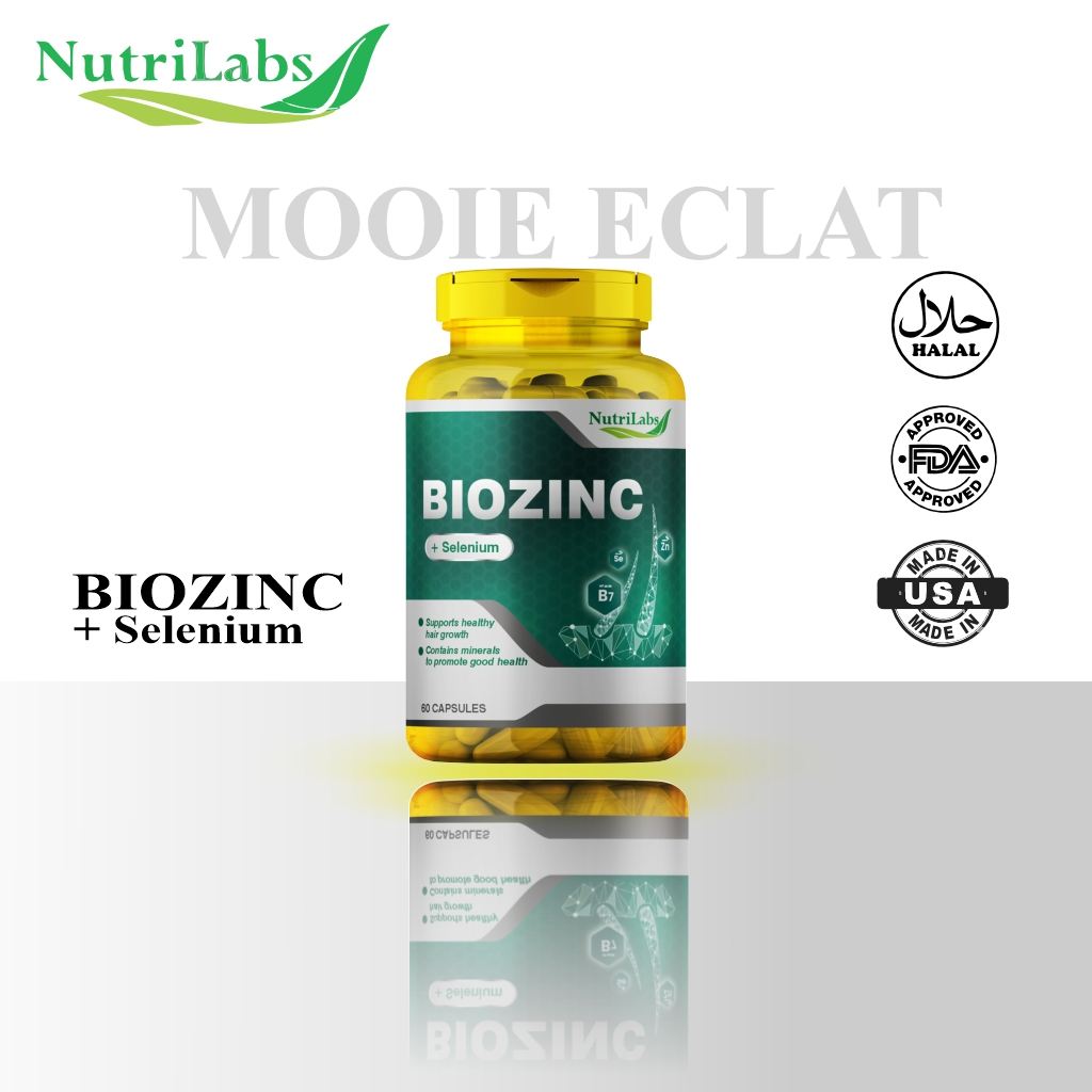 NutriLabs Biozinc Biotin 10.000mcg Zinc Selenium - 60 Capsule (Memperkuat Akar Rambut) Original USA