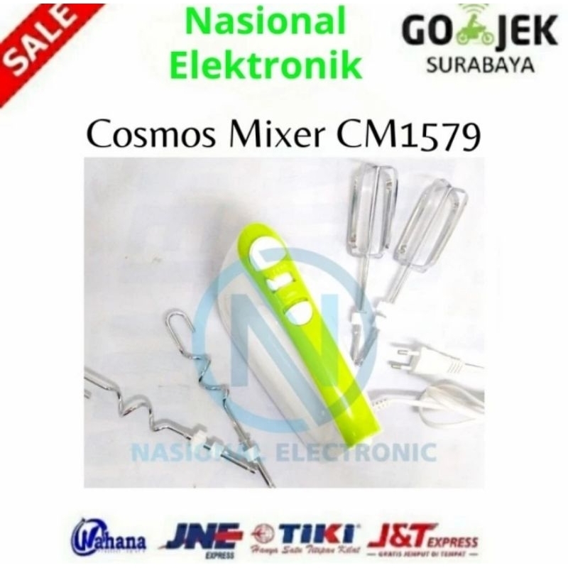 Cosmos CM-1579 Hand Mixer Hijau 200W 5 Kecepatan dengan Pengaduk dan Pengocok