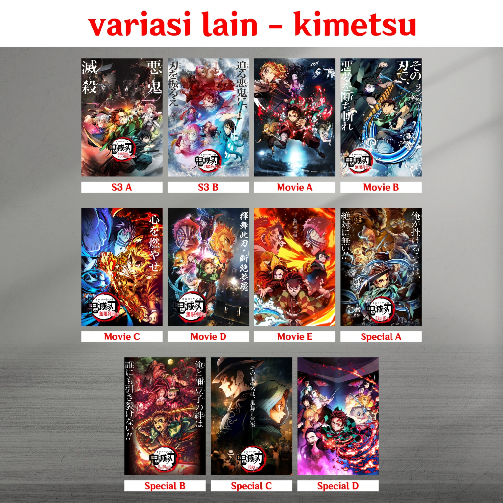 Koleksi Poster A3 Anime Kimetsu no Yaiba / Demon Slayer B - Tanjirou Nezuko Zenitsu Inosuke Giyuu Shinobu Kanao Rengoku