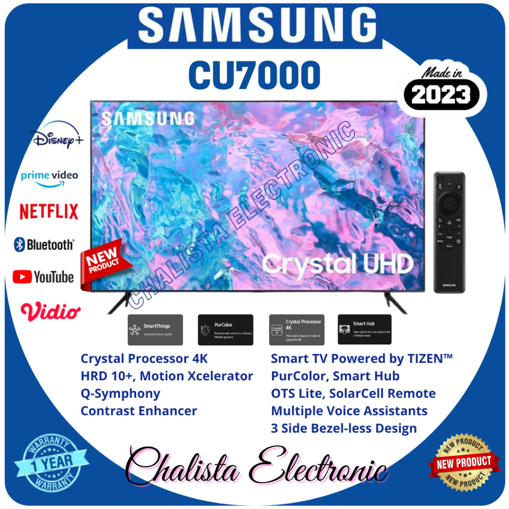 SAMSUNG 65CU7000 CRYSTAL 4K UHD SMART TV 65 Inch UA65CU7000KXXD