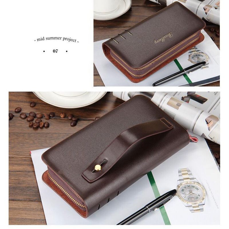 Dompet Pria Kulit PU Panjang Pria Import Dual Zipper Plus Clutch -980