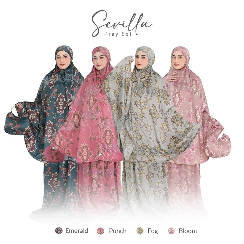 MUKENA PREMIUM SILK PRINTING TRAVELLING// SEVILLA PRAY SET by Amily Hijab