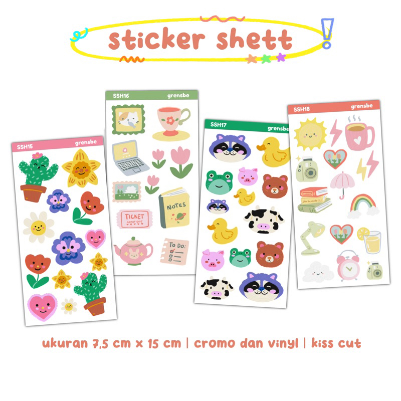 

cute sticker sheet/ sticker journal bujo planner deco lucu aesthetic