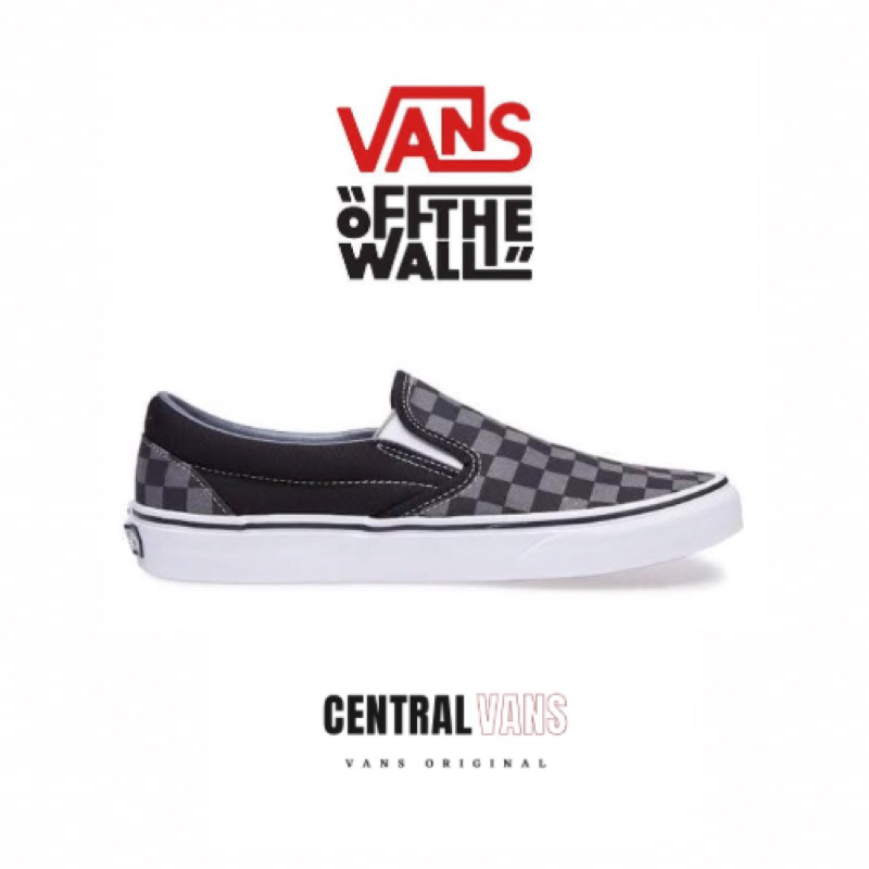 VANS SLIP ON CLASSIC CHECKERBOARD PEWTER || SEPATU VANS 100% ORIGINAL