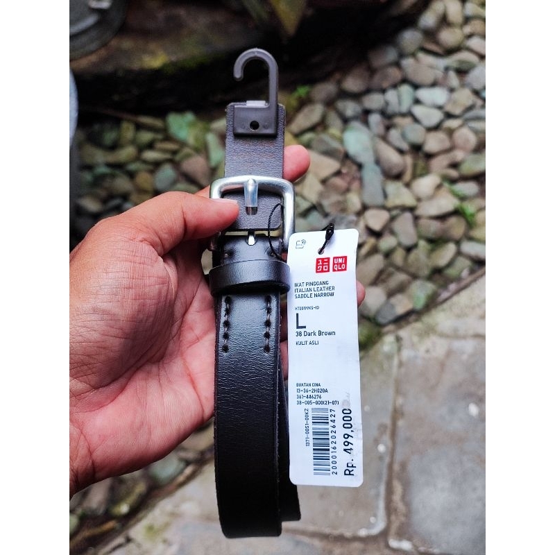 Ikat Pinggang Kulit Unisex Uniqlo Italian Leather Saddle Narrow Belt