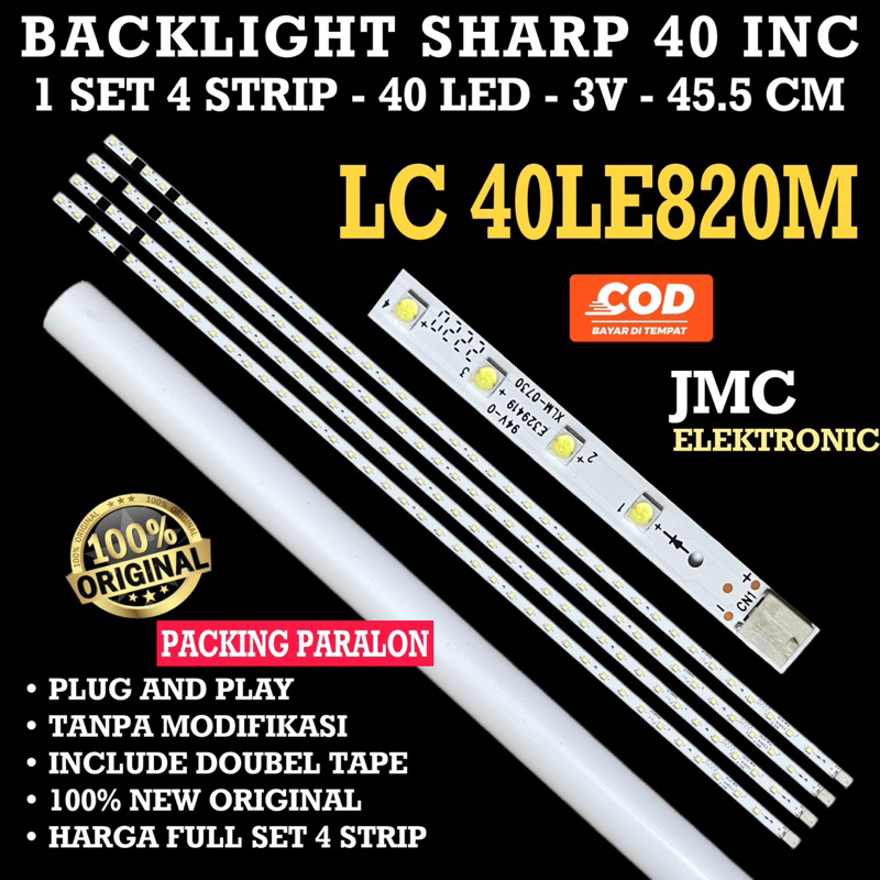 Backlight Tv Led Sharp 40 Inch Lc40le820m Lc 40Le820m 40LE820 Lampu Bl 40in smd lidi strip satu set 4 strip