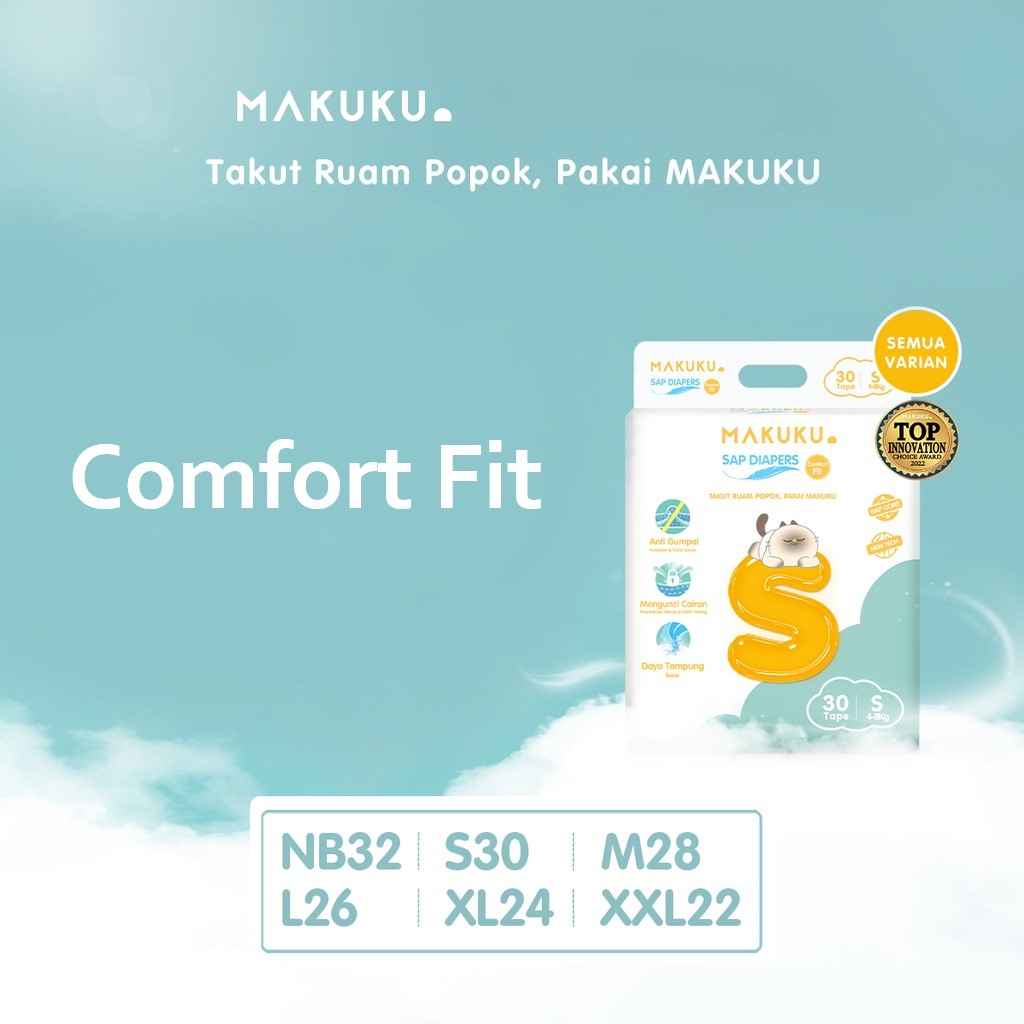 MAKUKU Comfort Fit NB S M L XL SAP Diapers | Popok Bayi Anti Gumpal