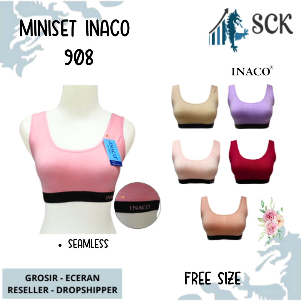 Miniset SELICA INACO 908 Rajut / Training BH / Pakaian Dalam Wanita / Sport BH / Pakaian Olahraga - sckmenwear GROSIR