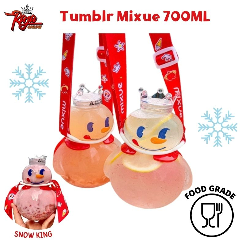 MIX - Tumblr Mixue Botol 700ML Dengan Tali Mixue Snowking Mixue