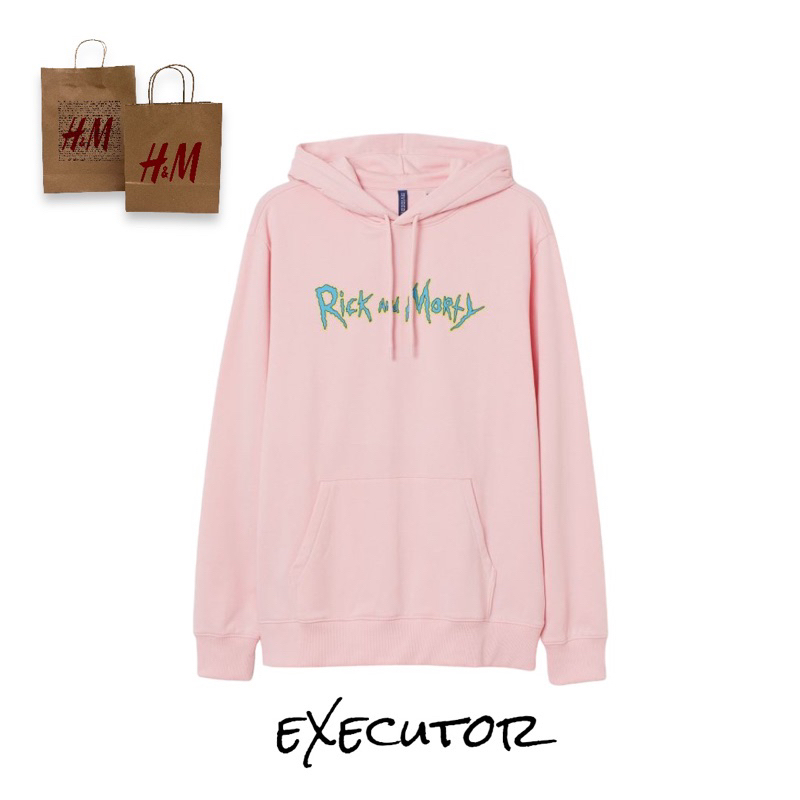 ( 8.8 ) Hoodie H&amp;M Unisex Sablon Rick and Morthy, Flecee Katun Lembut Tebal, Free Papperbag