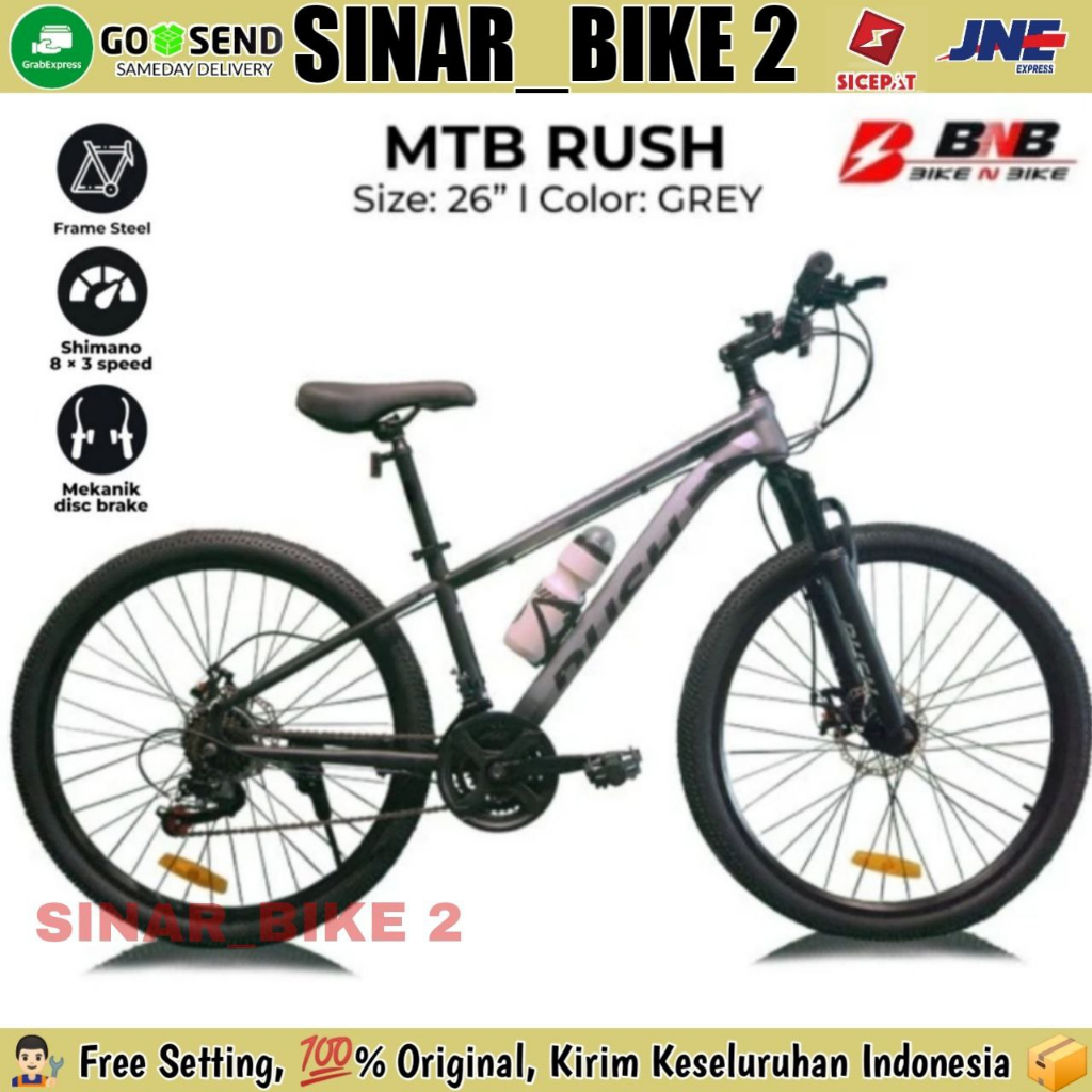 Sepeda Gunung MTB Rush Ukuran 26 Inch 21 Speed Shimano