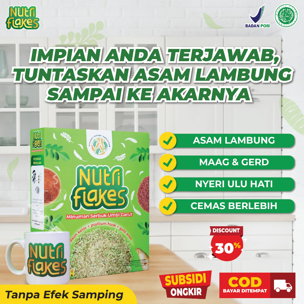 Nutriflakes - Umbi Garut Asam Lambung Original Paket 3 Box