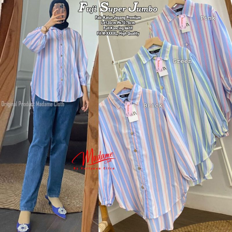 KEMEJA WANITA LENGAN PANJANG BUSUI JUMBO LD 110 120 IMPORT BIGSIZE OVERSIZE TERMURAH KEKENIAN BEST S