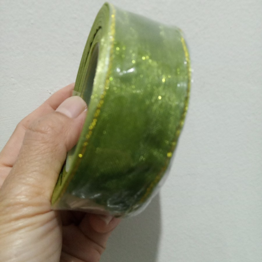 

Pita Organdi List Emas 1 inch 2.5cm pita kado pita hias pita hampers