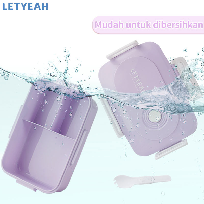 letyeah Kotak makan wadah bekal anti tumpah 1200ml lunch box tempat bekal makan/free sendok