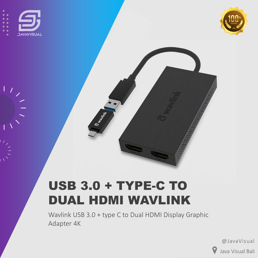 [JaVis] Wavlink USB 3.0 + type C to Dual HDMI Display Graphic Adapter 4K