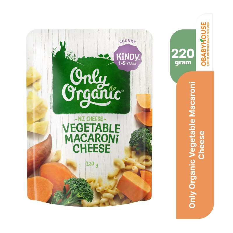 Only Organic Vegetable Macaroni Cheese Kindy 1-5 Years 220 gr