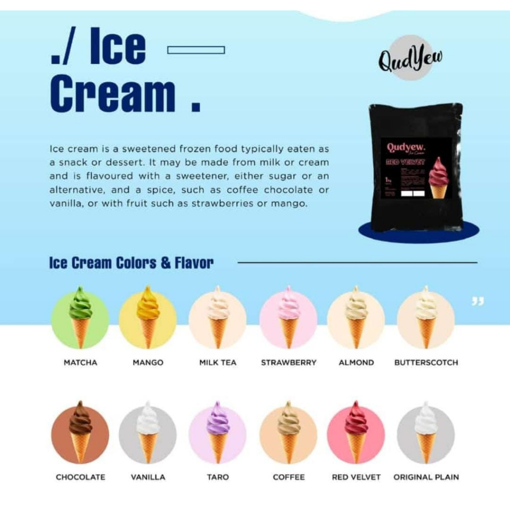 

qudyew bubuk ice cream vanilla 1kg bubuk es krim qudyew 1kg aneka rasa 1kg