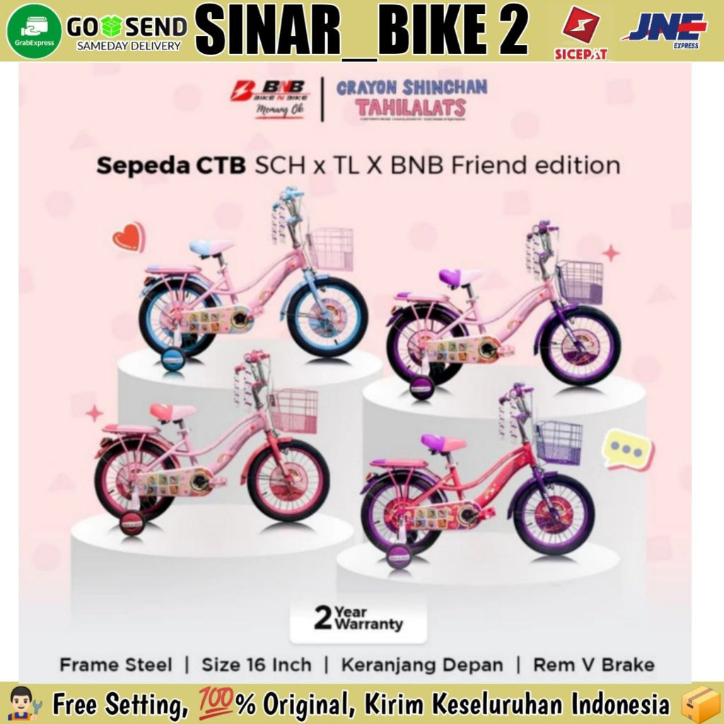 Sepeda Keranjang  Anak City Bike BNB Friends Ukuran 16 Inch - Shinchan x Tahilalats