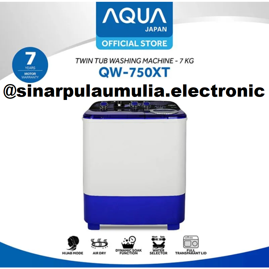Aqua Mesin Cuci 2 Tabung Manual 7 KG - QW750XT / QW 750XT / QW 750 XT