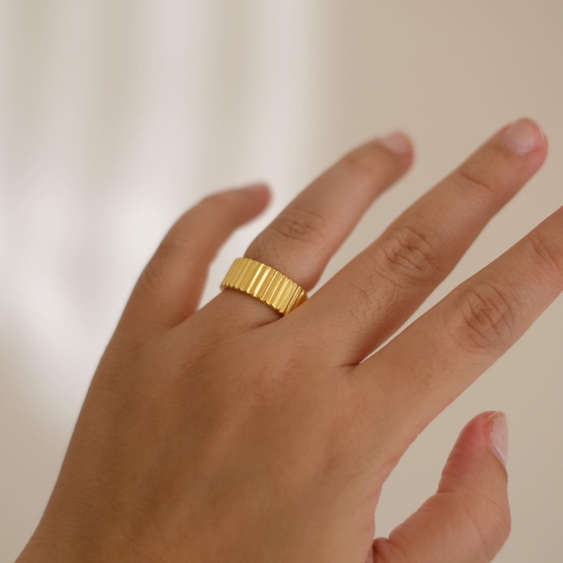 Ark.co - Eclair Twisted &amp; Baguette ring | cincin minimalis multilayer chunky