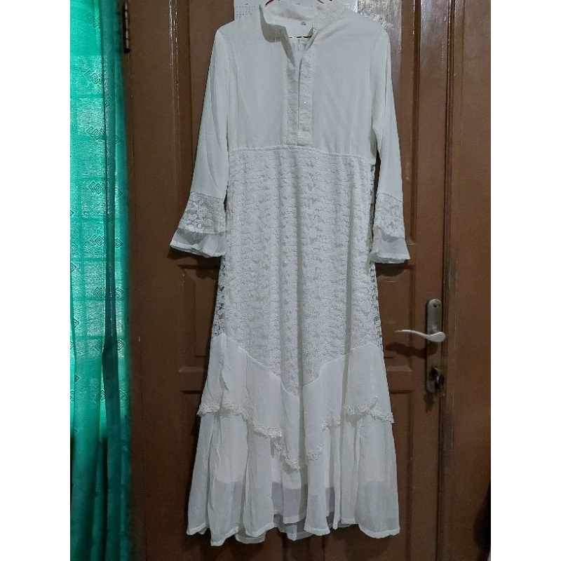 Gamis Putih Anak + Kerudung | Agnes Fashion