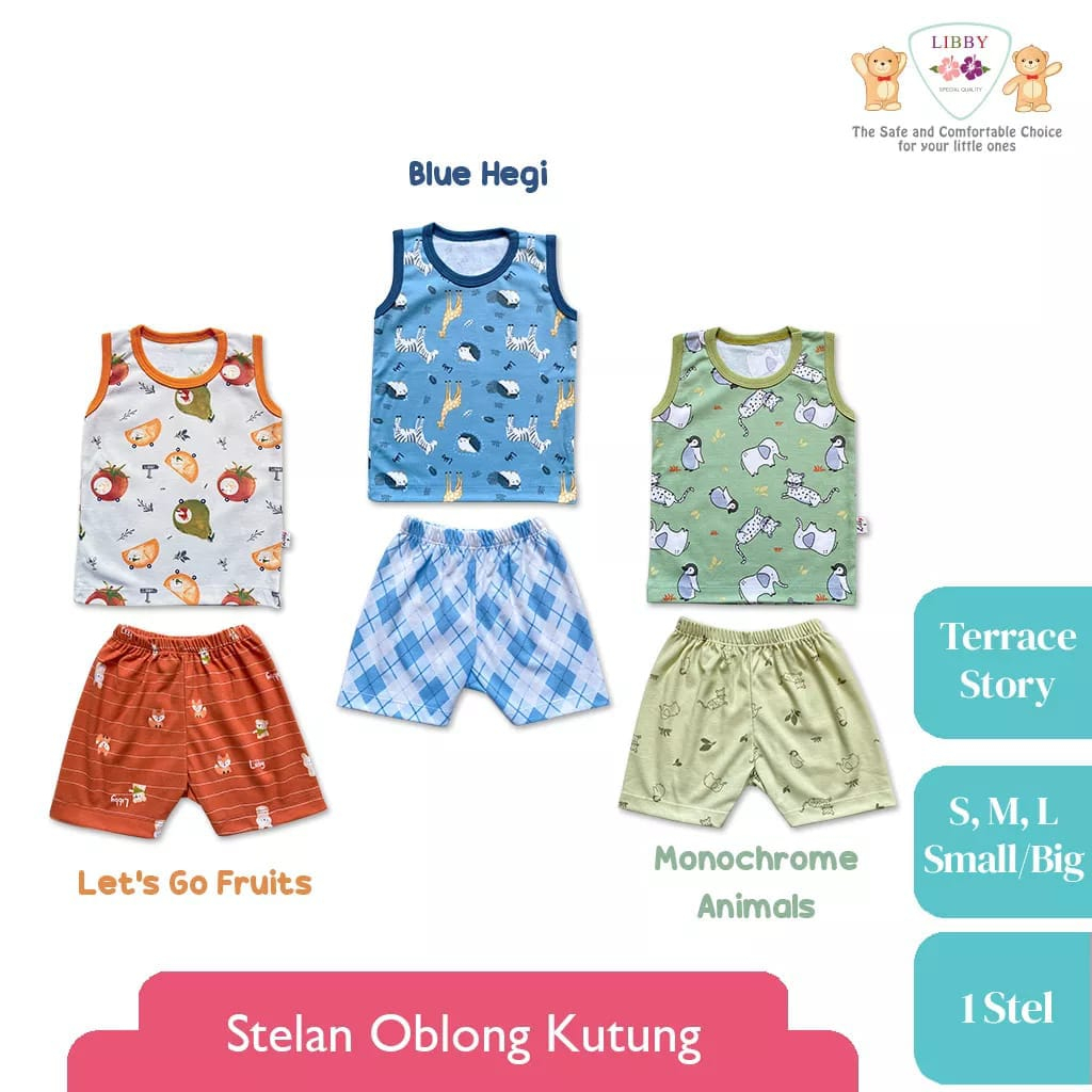 Libby Baby Setelan Oblong Kutung Motif Terrace Story (1 stel)