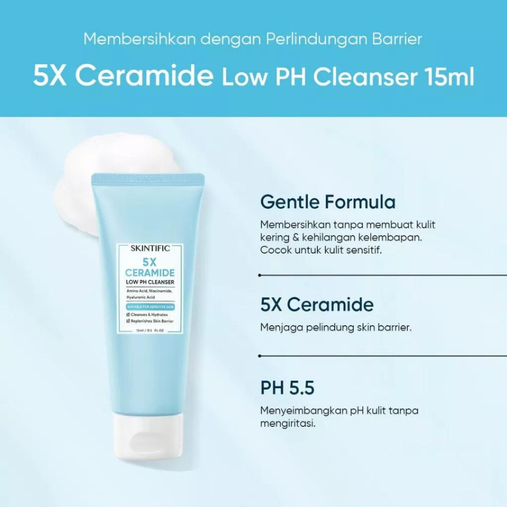 Skintific 5X Ceramide Travel Kit Skincare Paket Moisturizer + Cleanser + Soothing toner + Serum Sunscreen