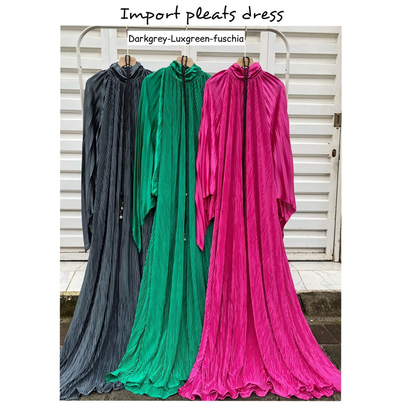 Import Pleats dress / dress plisket bahan silky pleats