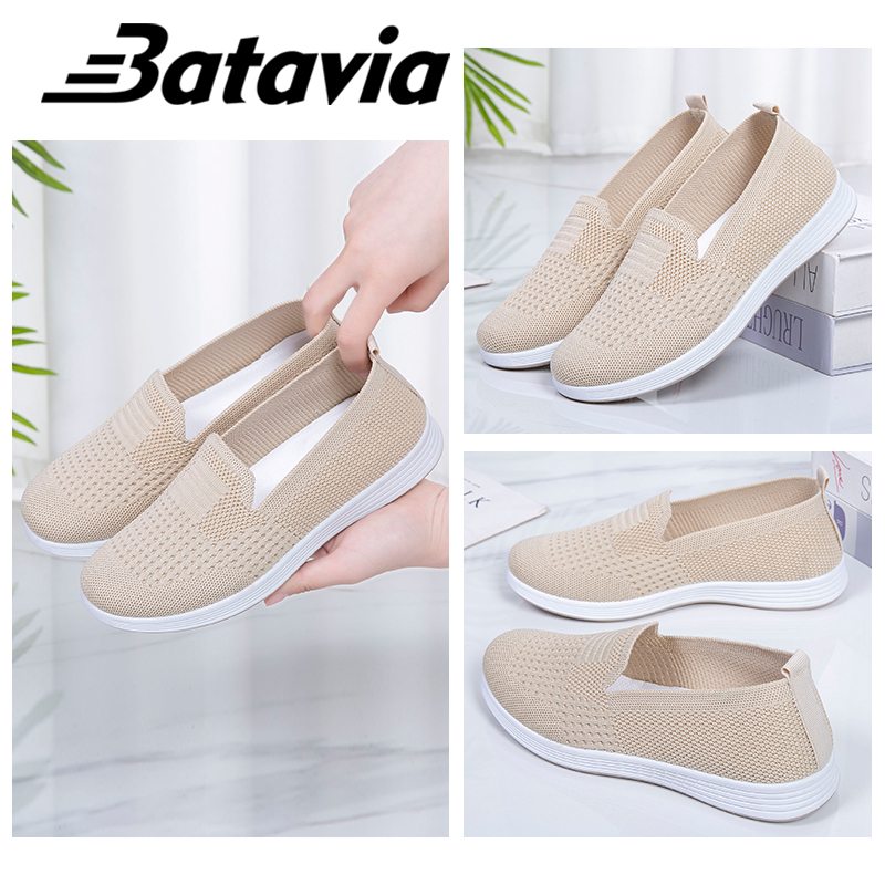 Batavia Sepatu Wanita Flat Anyaman Terbang Grosir Terbaru Original Sepatu Ibu Sepatu Sekolah Sepatu Wanita A168