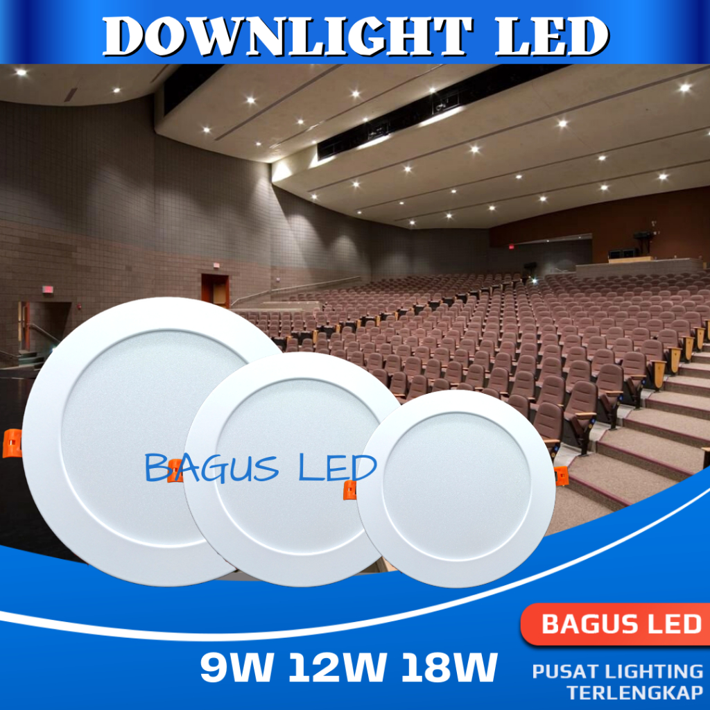 Lampu Downlight Plafon LED Slim Downlight 9W 12W 18W Garansi