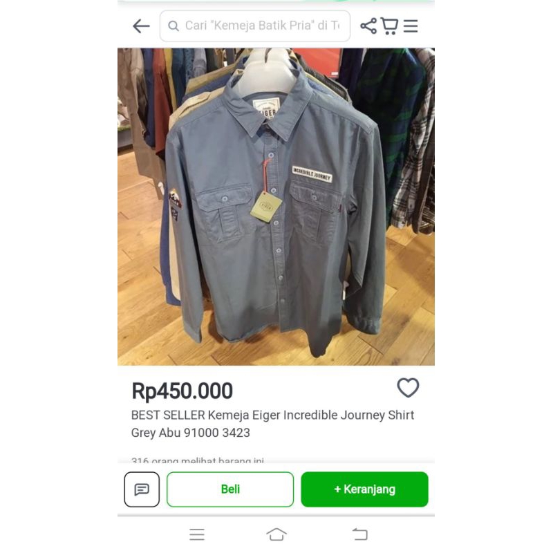 Kemeja Eiger incredible journey Original 100%