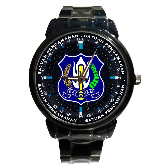 Jam Tangan Keren Pria Stainless Rantai Logo Satpam / Security / Keamanan