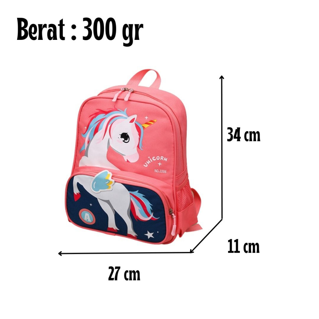 [MONA] Tas Ransel Anak Sekolah Motif Kuda Cantik Buat TK dan Paud Kualitas Import Premium -M0237