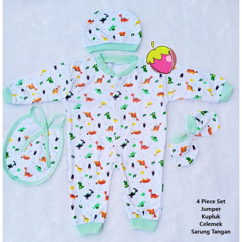 Baju bayi setelan jumper set 4 in 1 / Setelan sleepsuit bayi jumpsuit