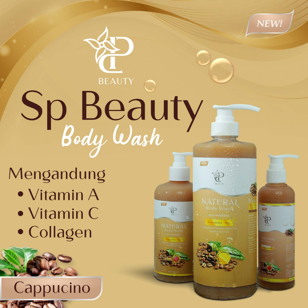 Sp Beauty Body Wash sabun cair herbal. Extra cappucino 1000ml vitamin C. A &amp; Collagen. - Sabun mandi cair pemutih badan sabun cair pemutih .sabun cair herbal cappucino 1000ml