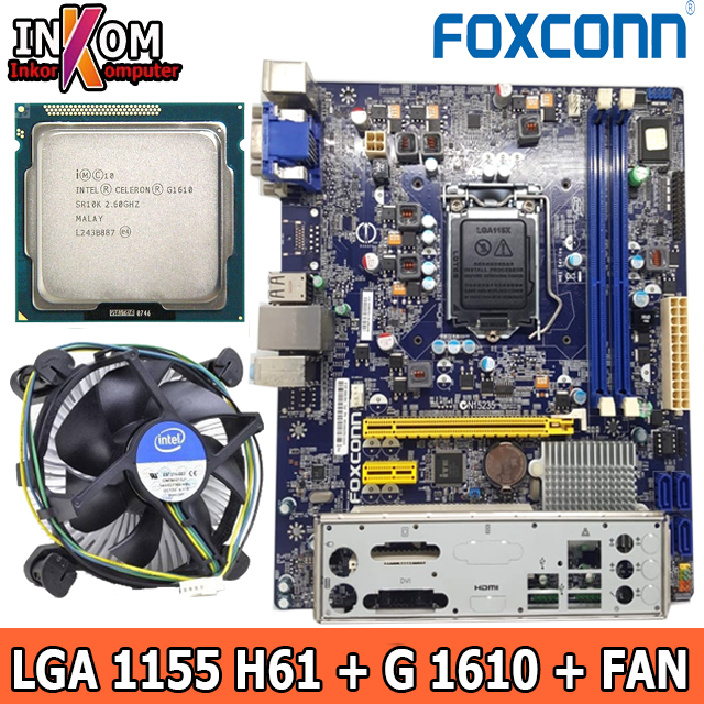 Mobo Motherboard Paket Mobo H61 Onboard + Processor G1610/G1620/G1630