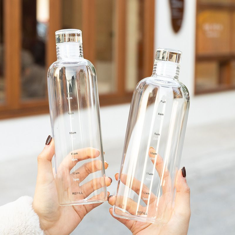 Glass Drinking Bottle Water Botol Minum Kaca Transparan Aesthetic - HW117